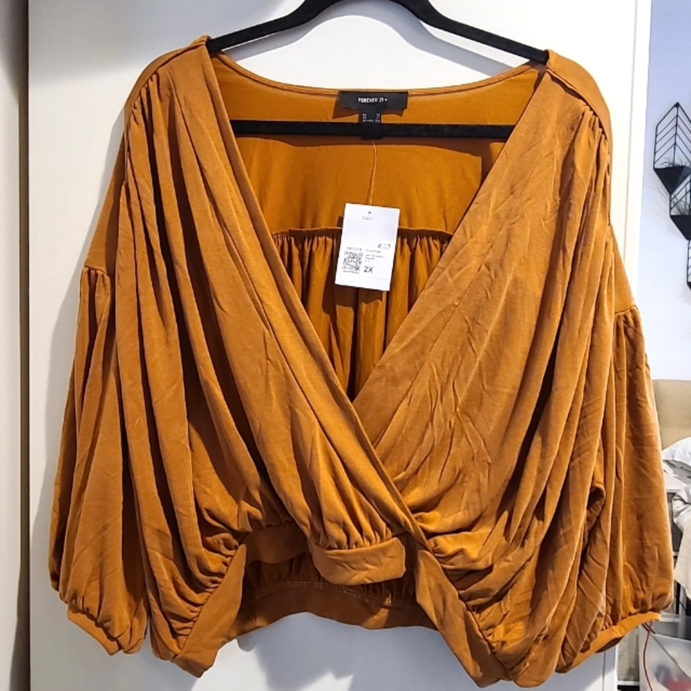 NWT Forever21+ | Bubble V-line Knit Top with Sleeves 2X Plus Size